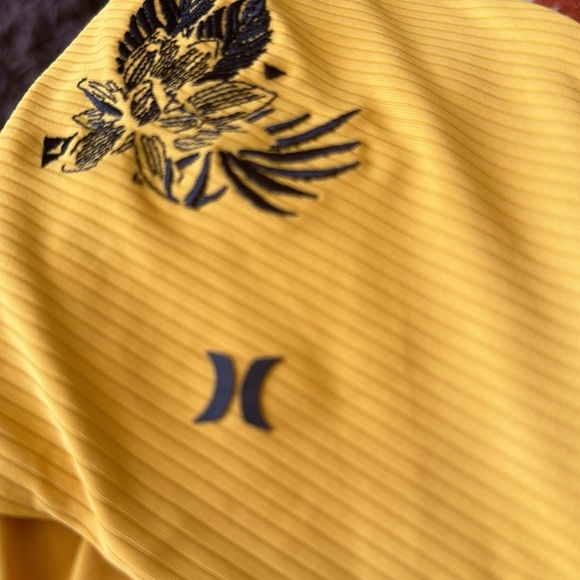 Hurley quick dry ribbed embroidered one piece swimsuit yellow embroidered cheeky - Picture 8 of 10